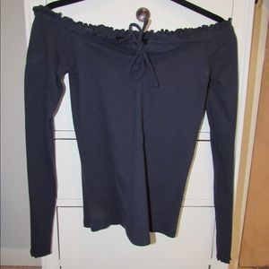 off the Shoulder Ribbed Long Sleeve